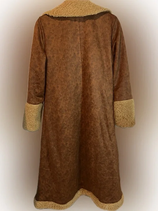 Vintage Brown Shearling Coat with Faux Suede Exterior - Picture 2 of 6